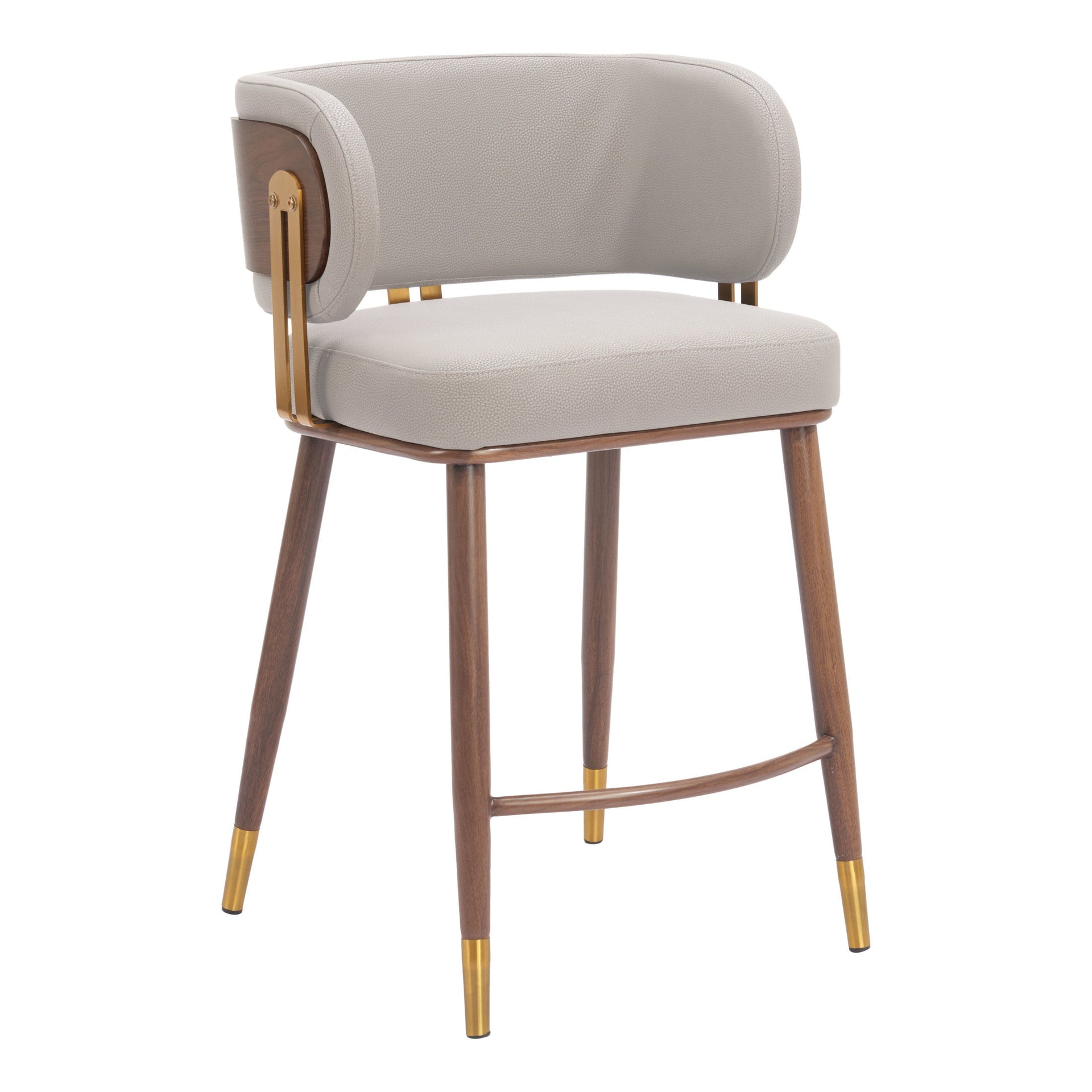 Brew Counter Stool Beige & Walnut