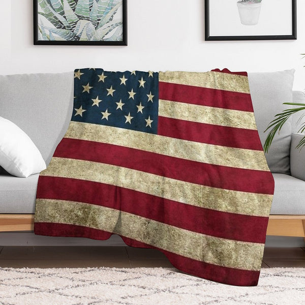 American Flag Vintage Plush Throw Blanket