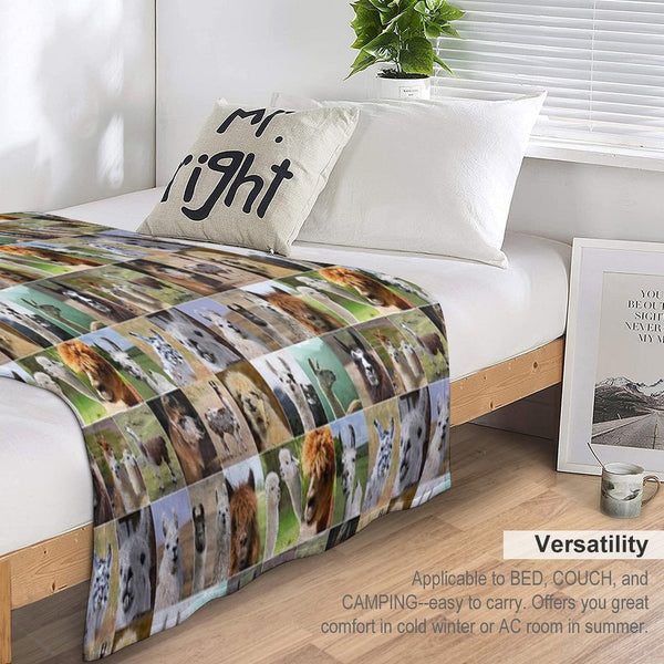 Llamas Photos Collage Shrink-resistant Throw Blanket