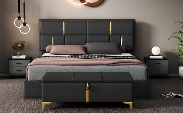 2-Pieces Bedroom Sets, Queen Size Upholstered Platform Bed with Hydraulic Storage System BLAKHOM