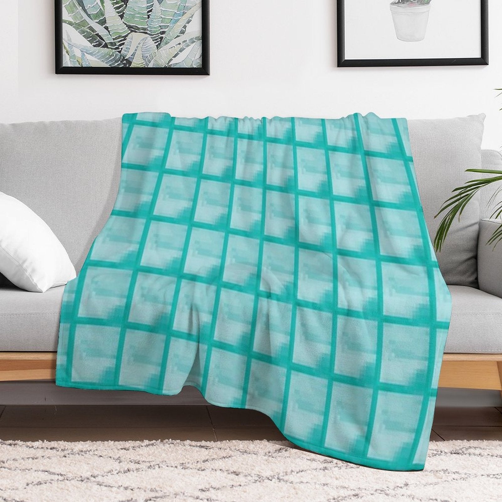 MINECRAFT DIAMOND BLOCK Premium Throw Blanket