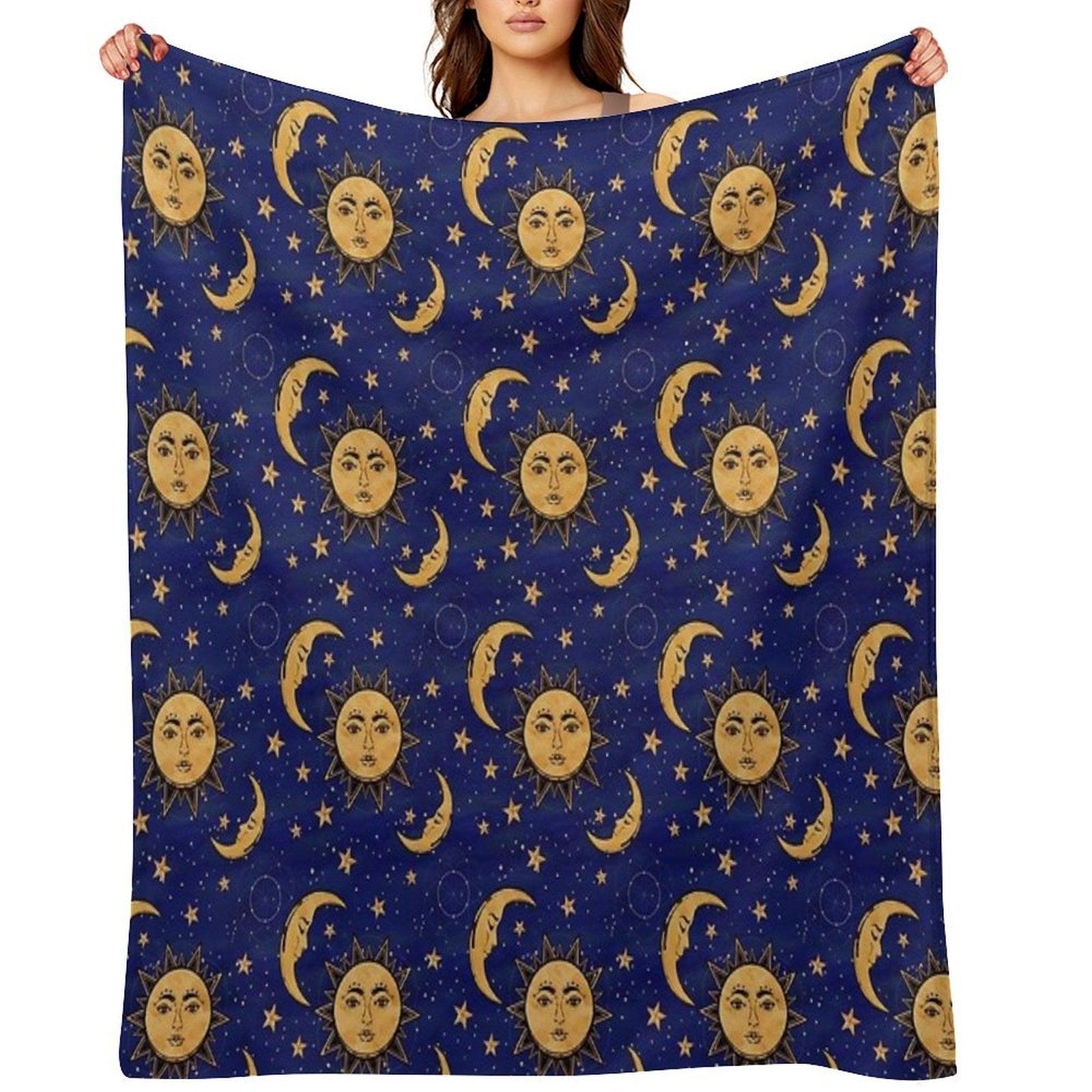 Vintage Moon And Sun Stars Celestial Throw Blanket