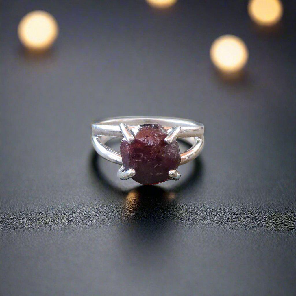 Silver Garnet Ring, A Symbol of Courage and Strength | By Blackbird & Sage