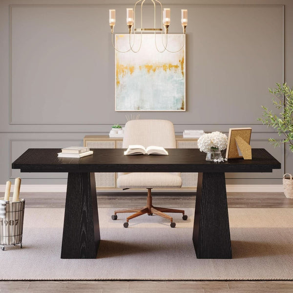63-Inch Modern Executive Desk Featuring Dual Pedestal