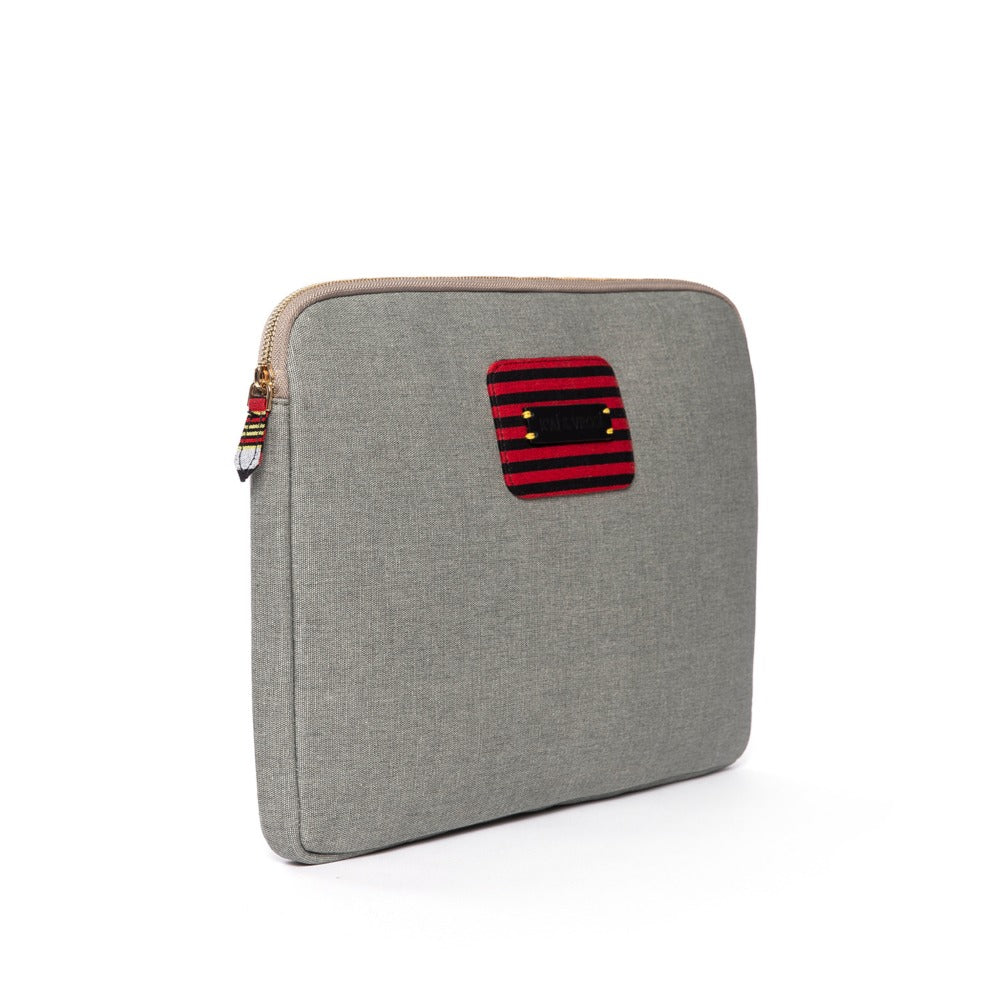 Zipped Gray Canvas Laptop Case for 13