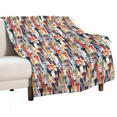 Greyhound in Geometric Camouflage Pattern Shrink-resistant Throw Blanket