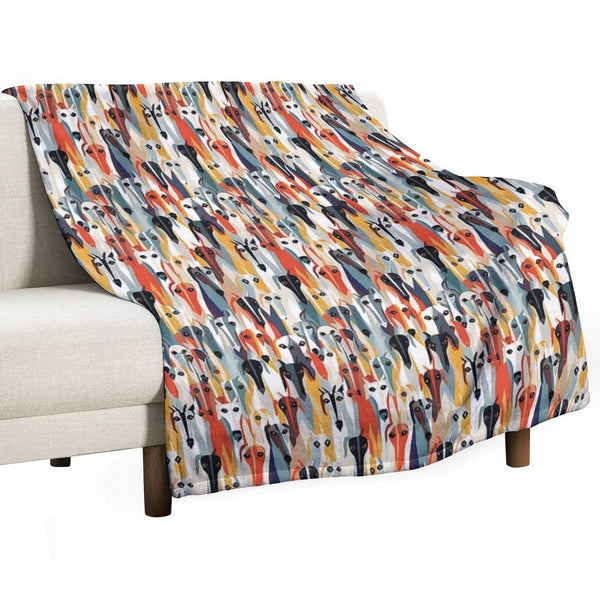 Greyhound in Geometric Camouflage Pattern Shrink-resistant Throw Blanket