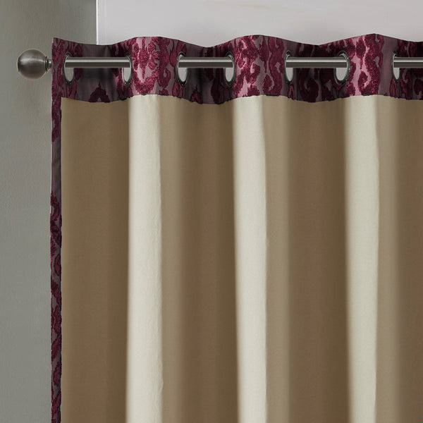 Mirage Knitted Jacquard Damask Total Blackout Grommet Top Curtain Panel by SunSmart - Gifts for You 'n Me