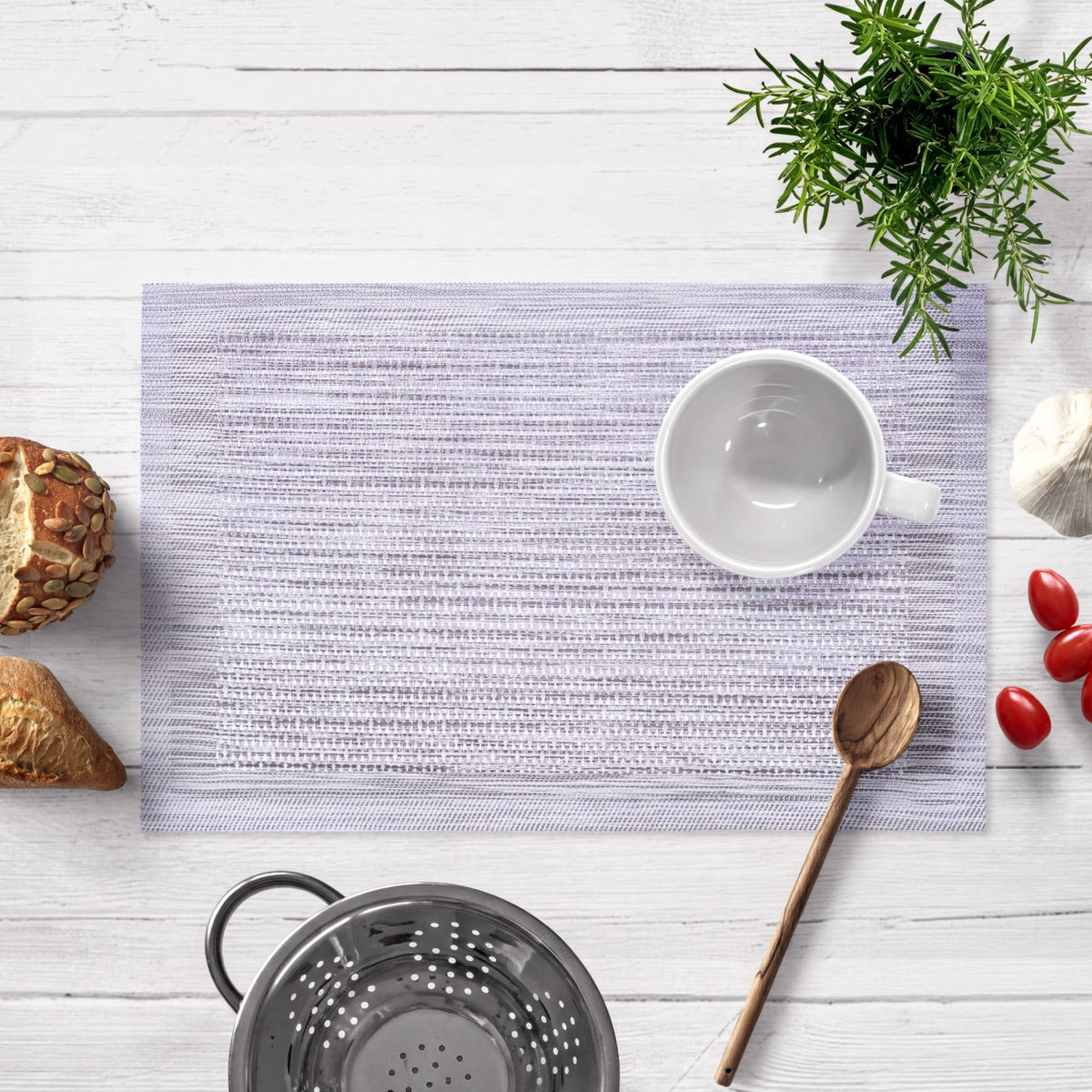 PVC Placemats – Silver Gray Dining Table Mats | Heat Resistant, Non Slip