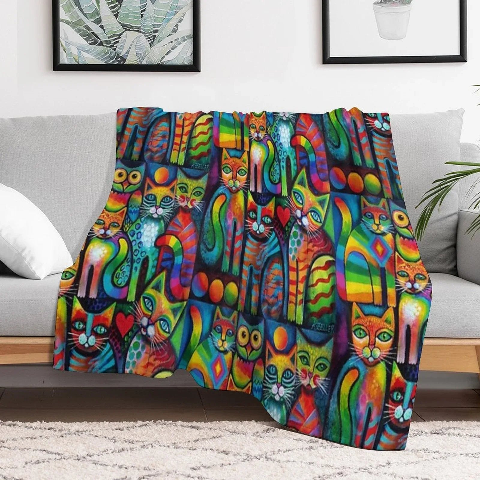 Owl And Pussicats Throw Blanket