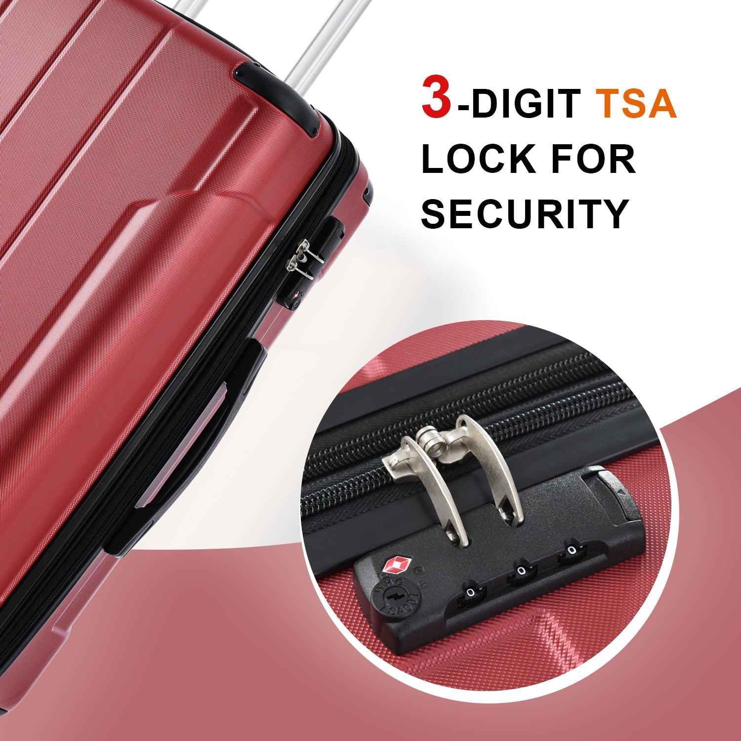 Luggage Sets 3 Piece, Expandable Hard shell ABS Suitcases with Double