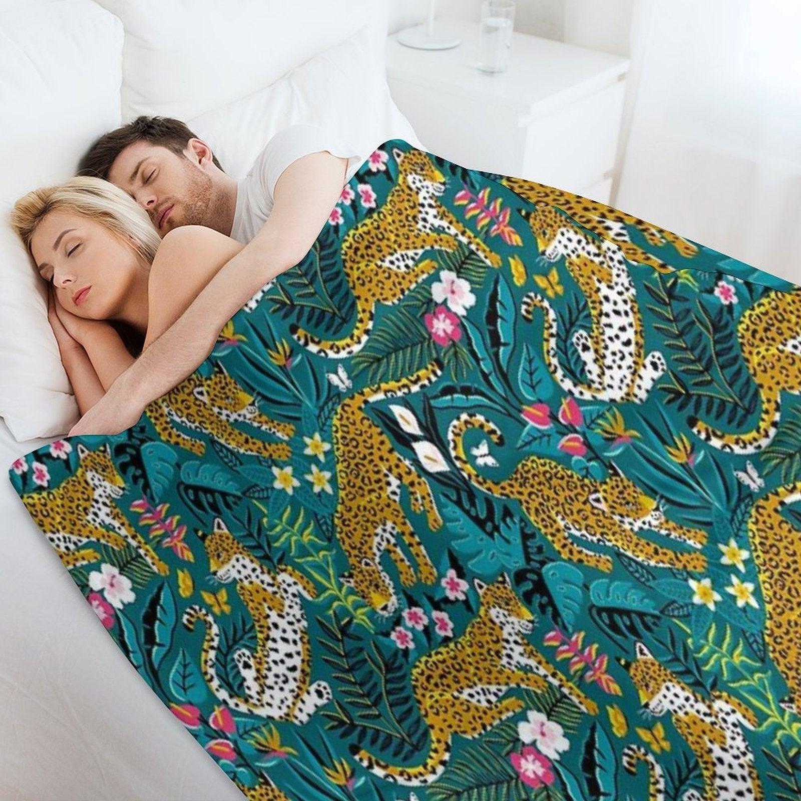 Dancing Jaguar Jungle Throw Blanket