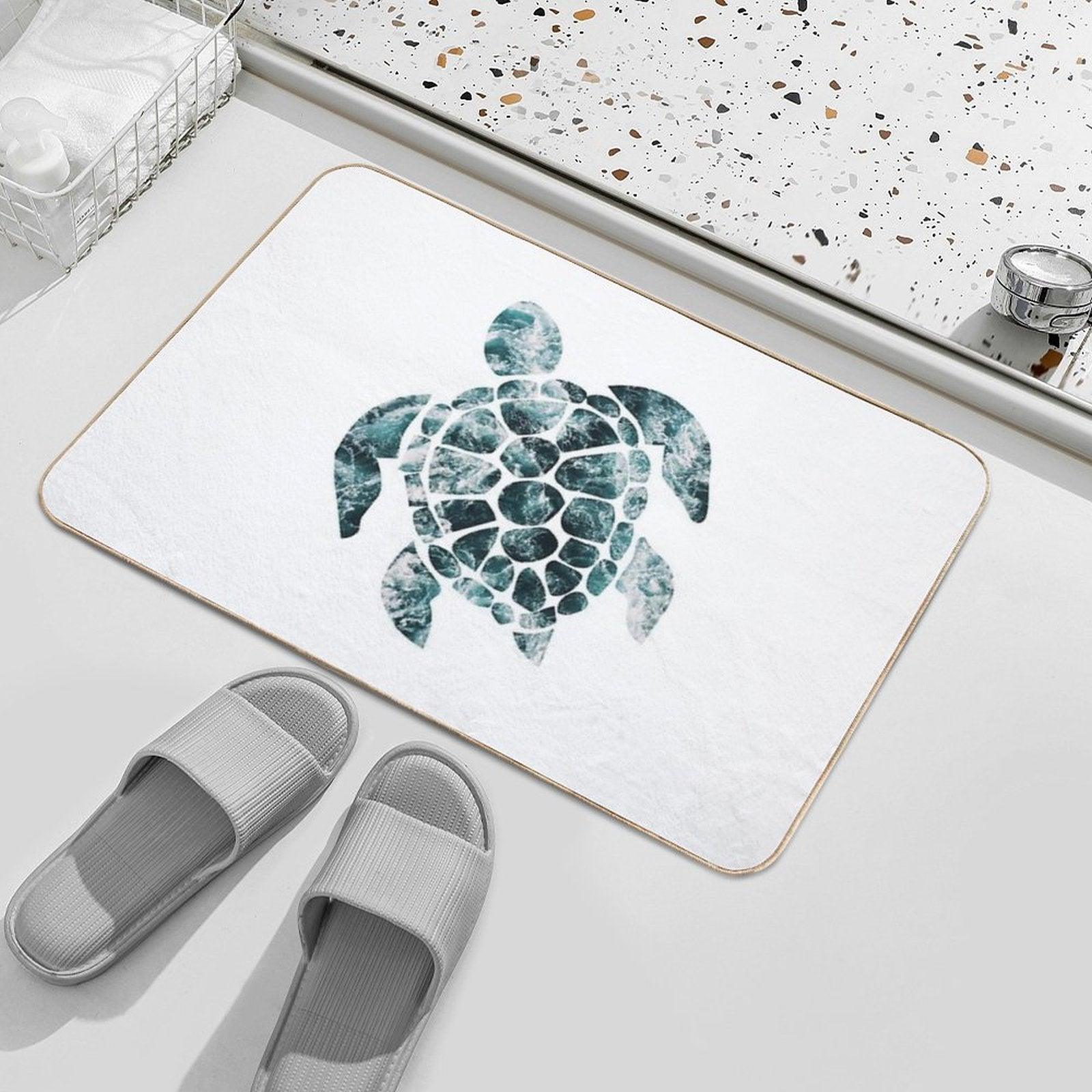 Sea Turtle - Turquoise Ocean Waves Bath Mat