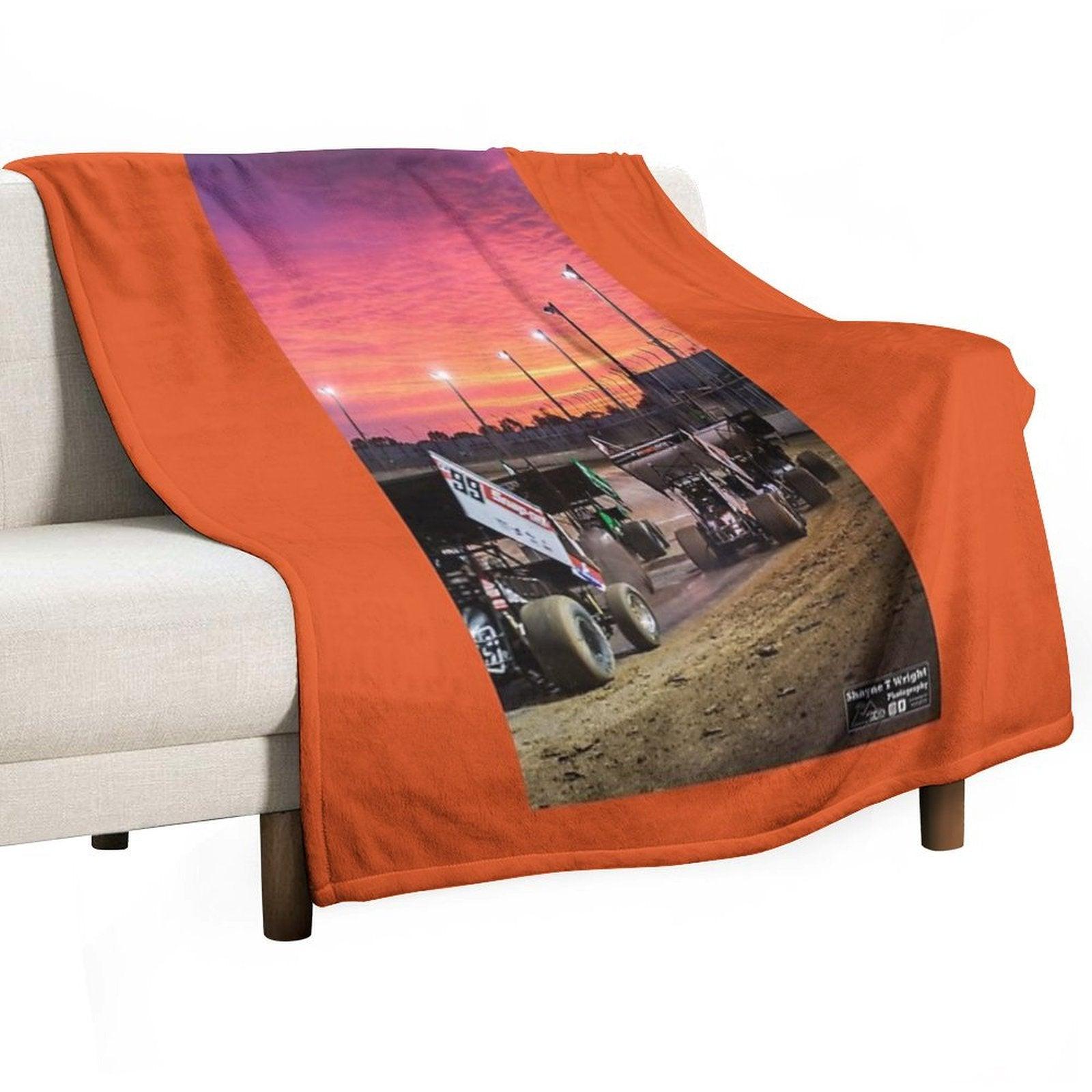Sunset at The Speedway Track. Throw Blanket