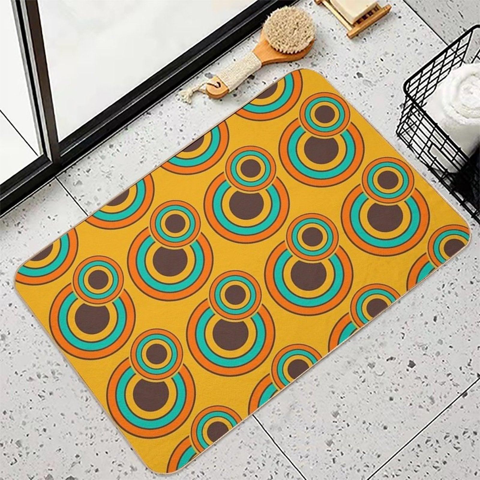 1970's Retro Circles  Vintage 70s Seventies Pattern Bath Mat