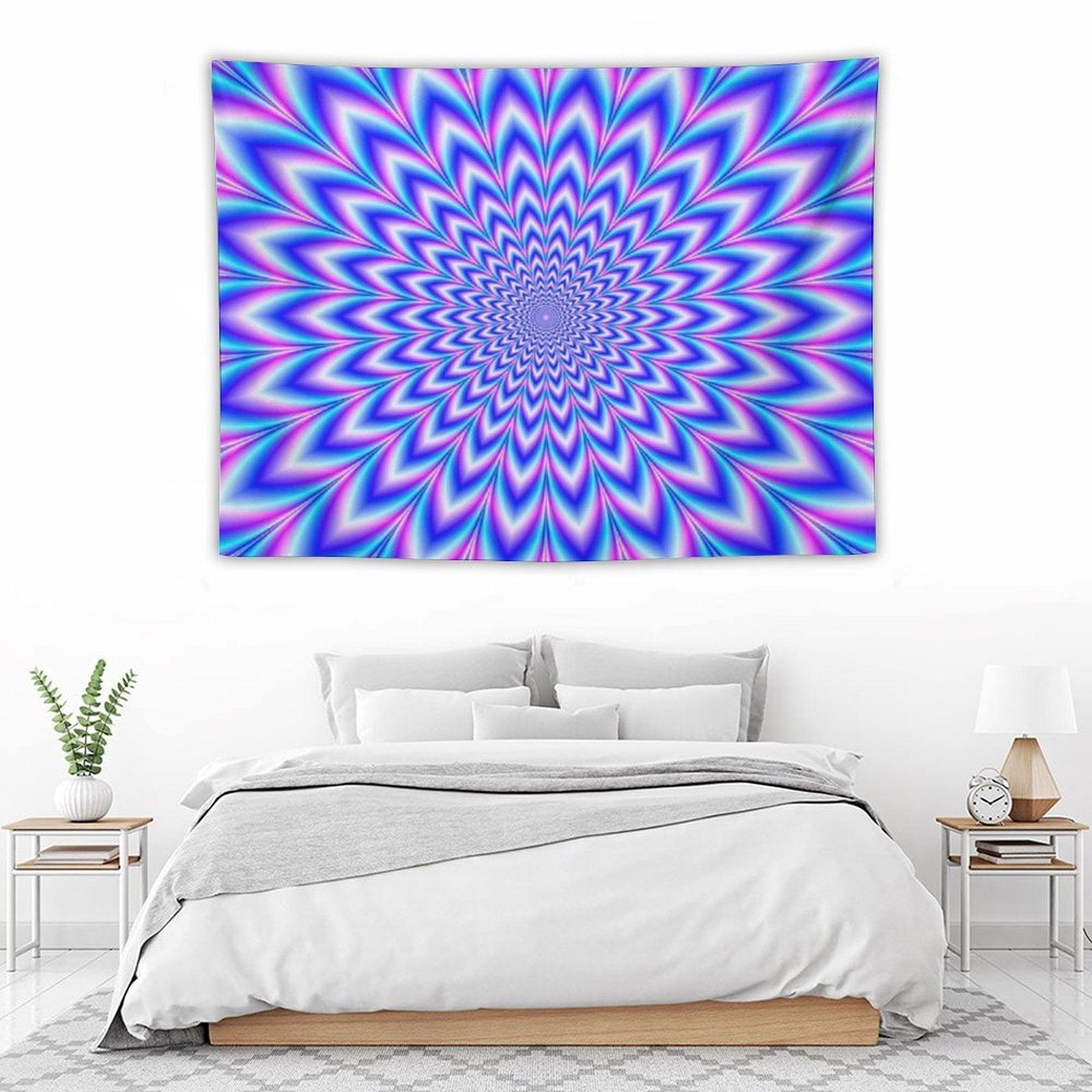 Psychedelic Pulse in Blue And Pink Tapestry