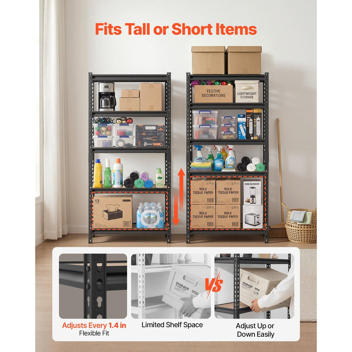 5-Tier Adjustable Heavy Duty Storage Shelves