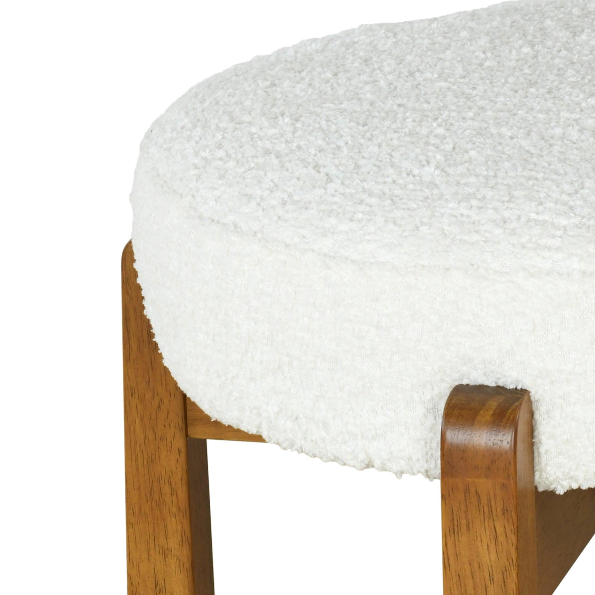 Walnut Wood Bar Stools with White Upholstered Seats – Modern Counter Stools (Set of 2)