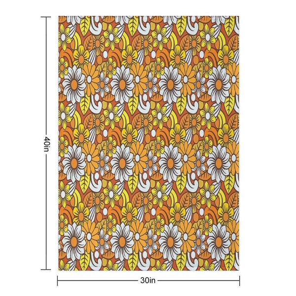 Retro 70s Flower Pattern Comfort Throw Blanket