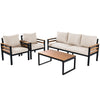 4-Piece Outdoor Furniture Sofa Set for 5 People with Acacia Wood Armrests