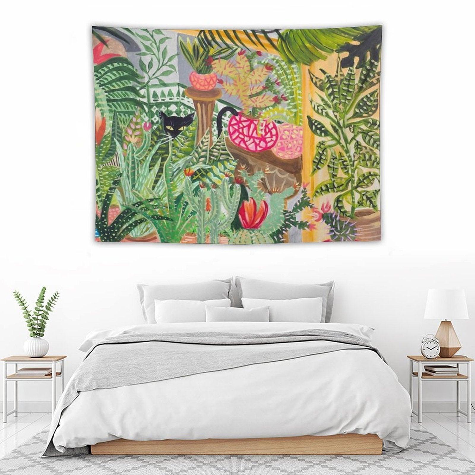 Black Cat in The Garden Tapestry
