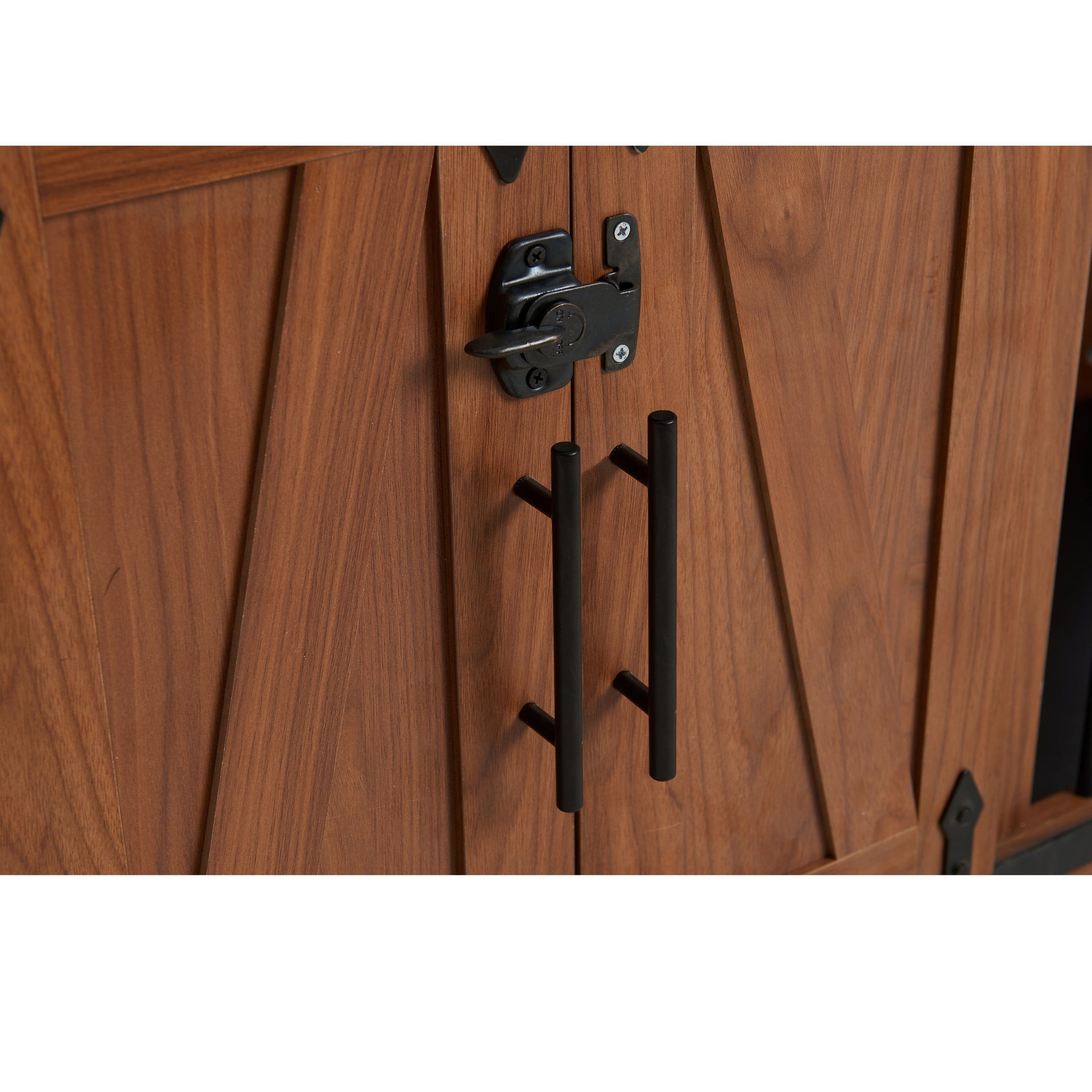 56'L, Furniture Style 2 in 1 Dog Crate with Padded Seat, Sliding Barn Door, Luxury Wooden Dog Kennel, End of Bed Bench Ottoman with Removable Cushion for Bedroom, Living Room, Walnut