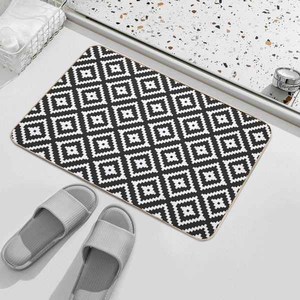 Aztec - White on Black Bath Mat