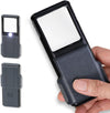 Compact 5X Magnifying Glass with Built-In LED Light & Protective Sleeve