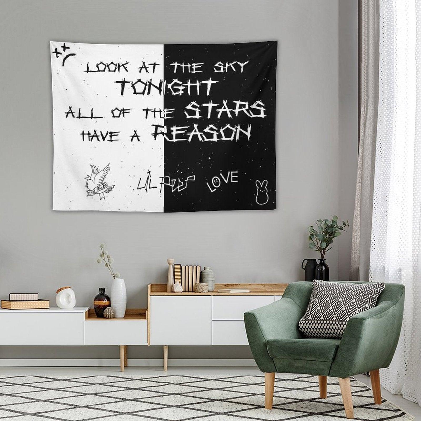 Lil Peep Black And White Star Tapestry