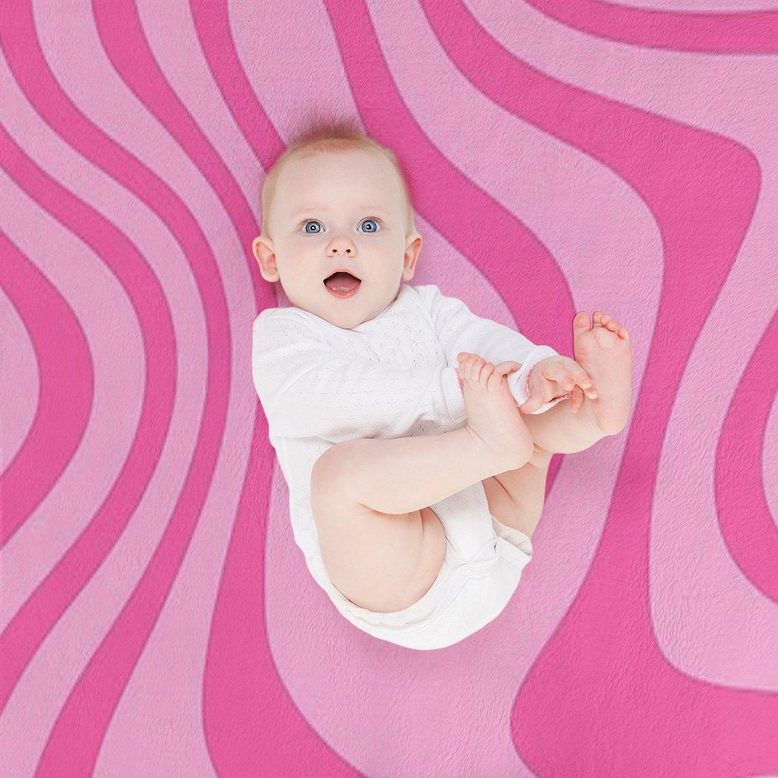 Vibrant Pink Wavy Abstract Pattern Throw Blanket