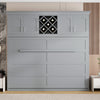 Queen Size Murphy Bed Wall Bed with Top Cabinets & Wine Rack ,Gray(OLD SKU:LP000879AAE)