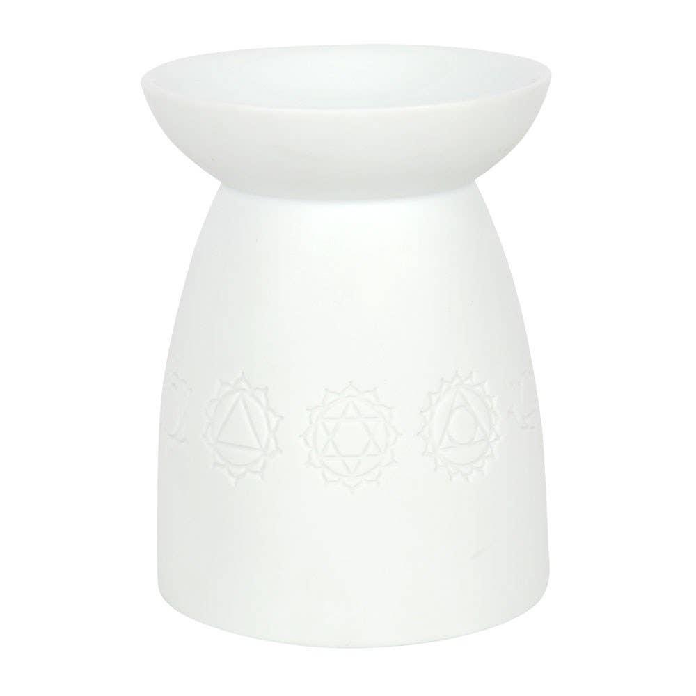 White Ceramic Seven Chakra Tealight Wax Warmer