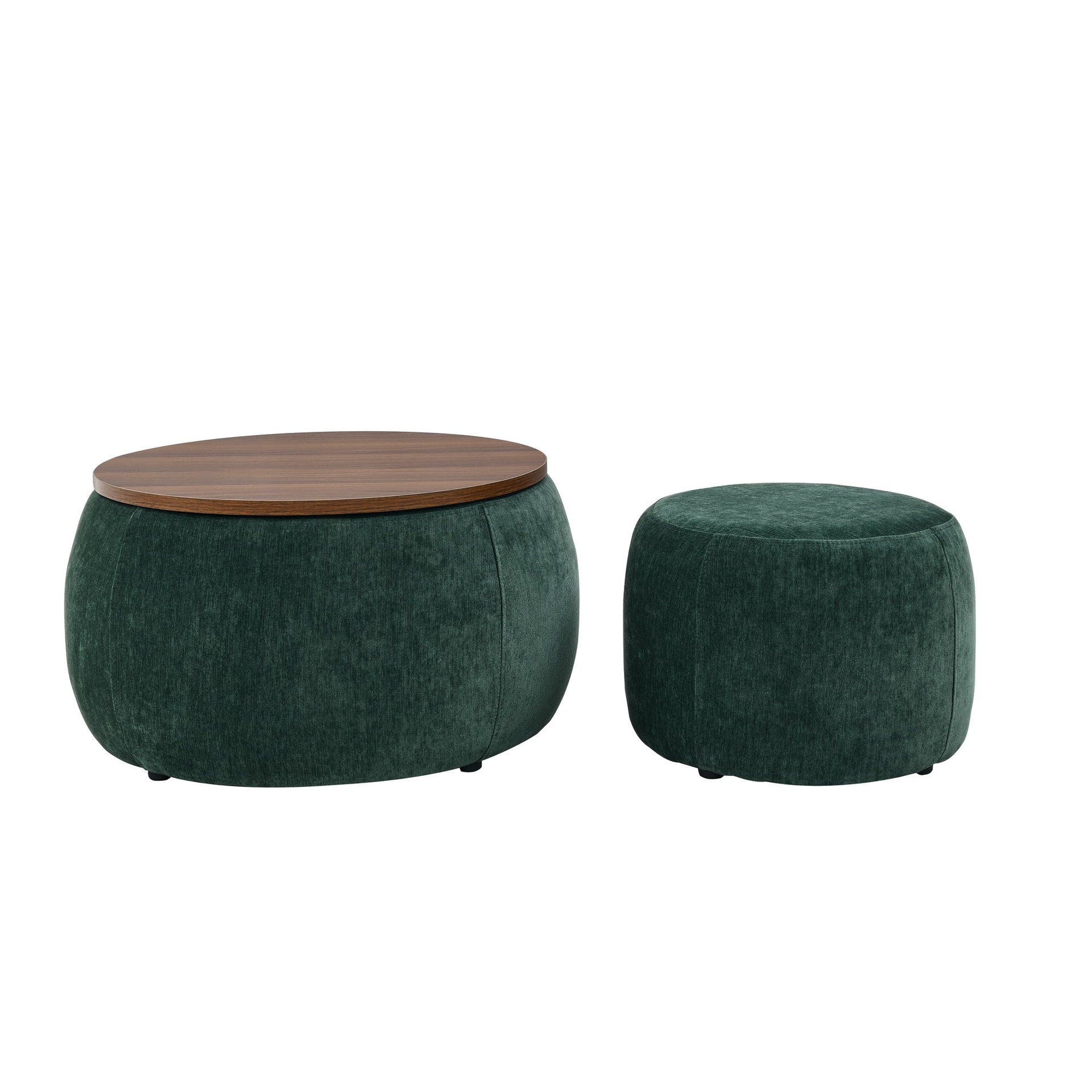 Modern Classic Round Storage Ottoman Coffee Table with Removable Top BLAKHOM