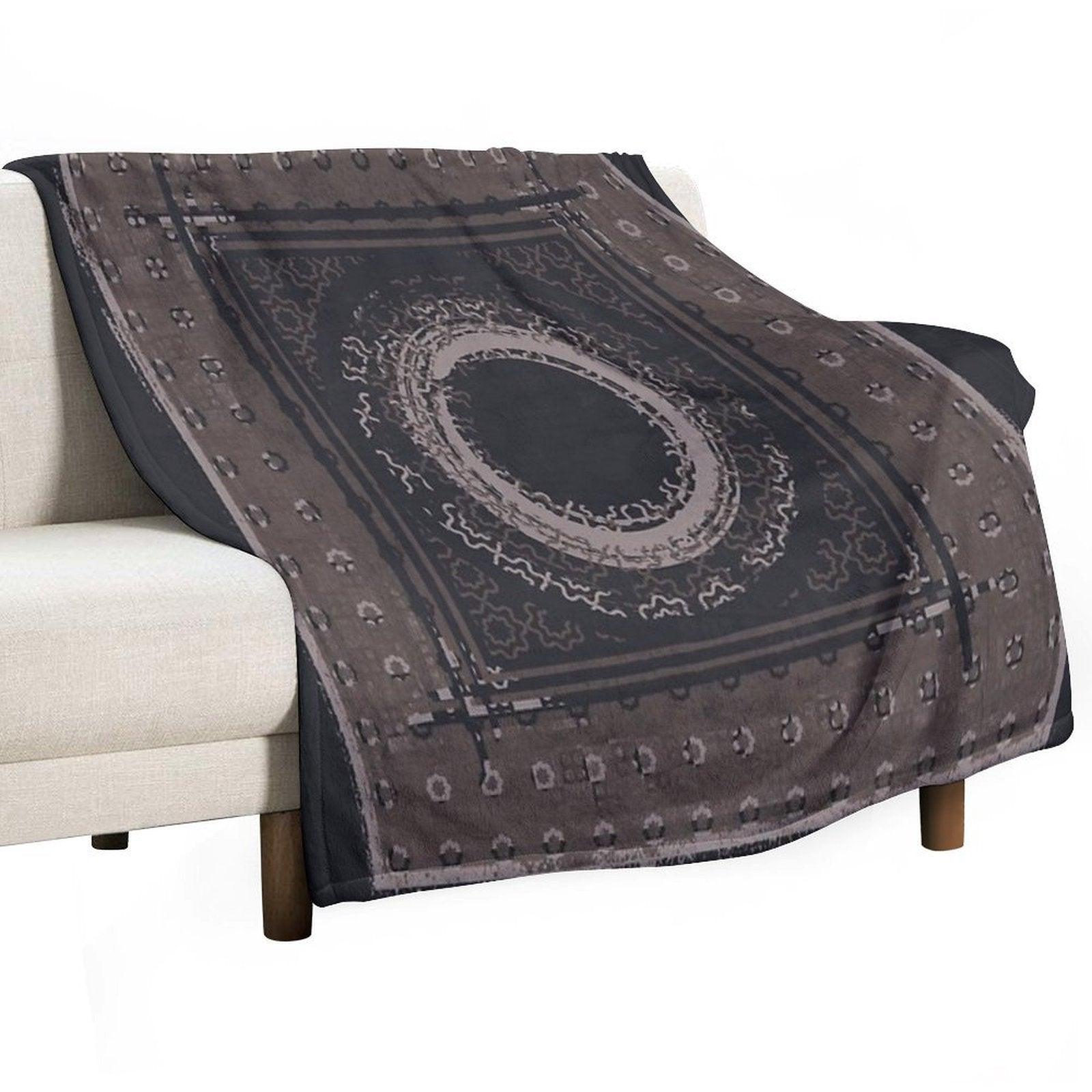 Geo Scarf Print in Navy Throw Blanket