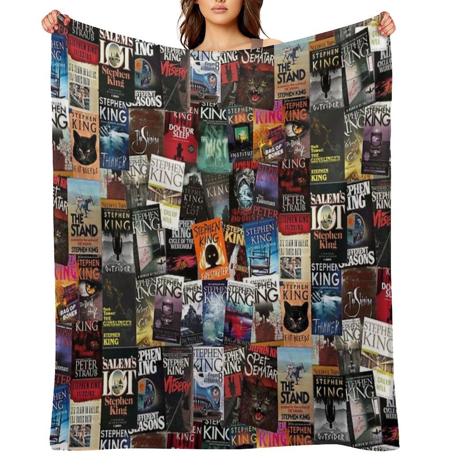 Stephen King Book Covers, Horror Bookworm Throw Blanket