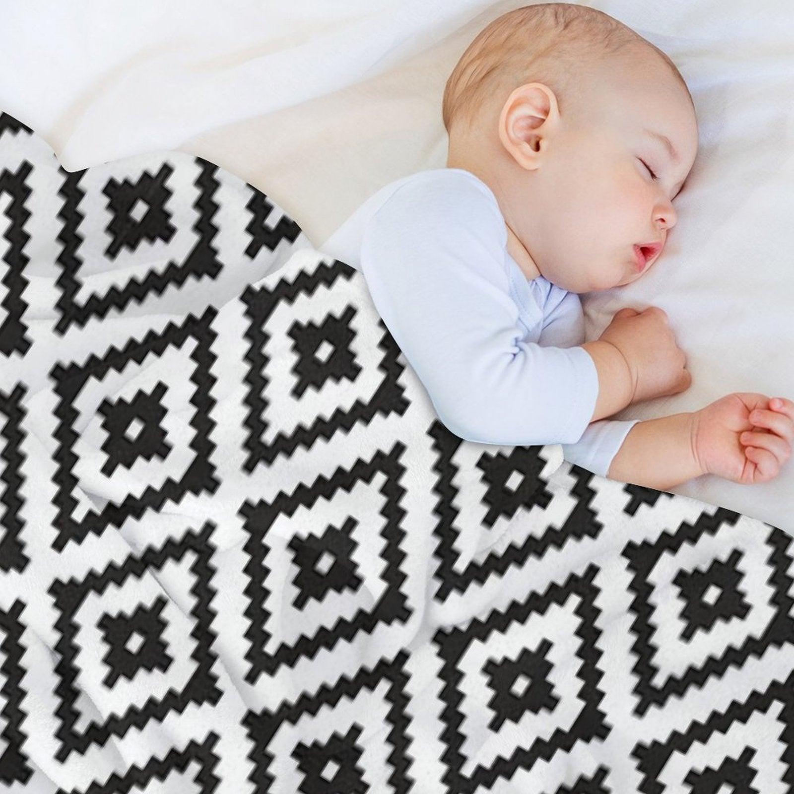 Aztec - Black on White Throw Blanket