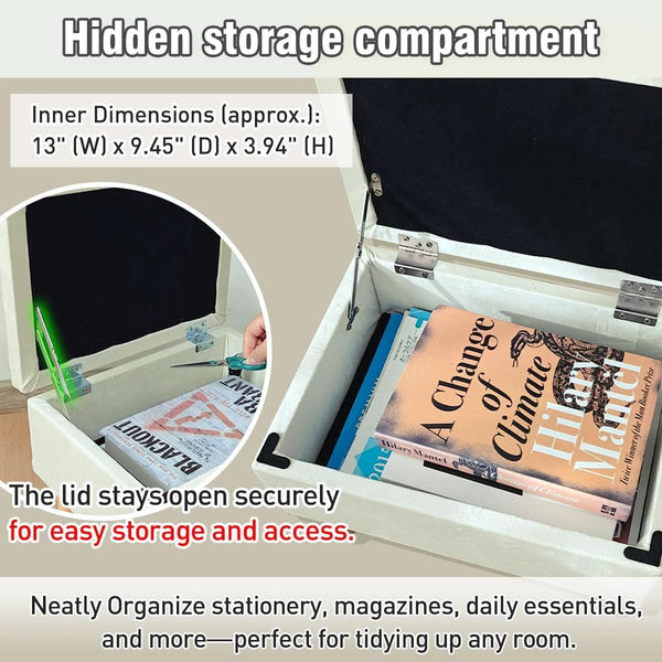 Multifunctional Storage Ottoman With Hidden Lid