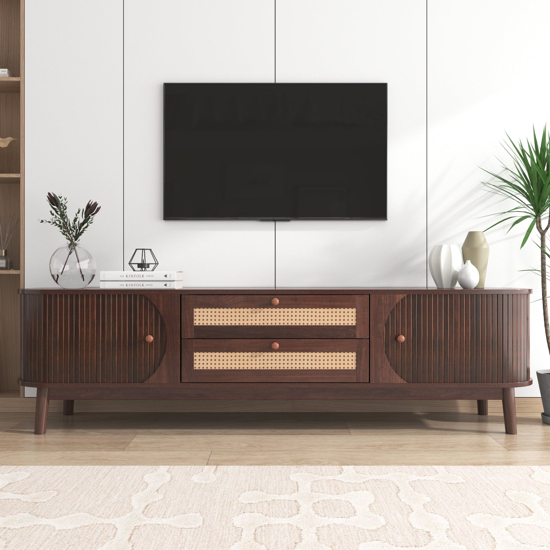 Modern Farmhouse Rattan TV Stand BLAKHOM