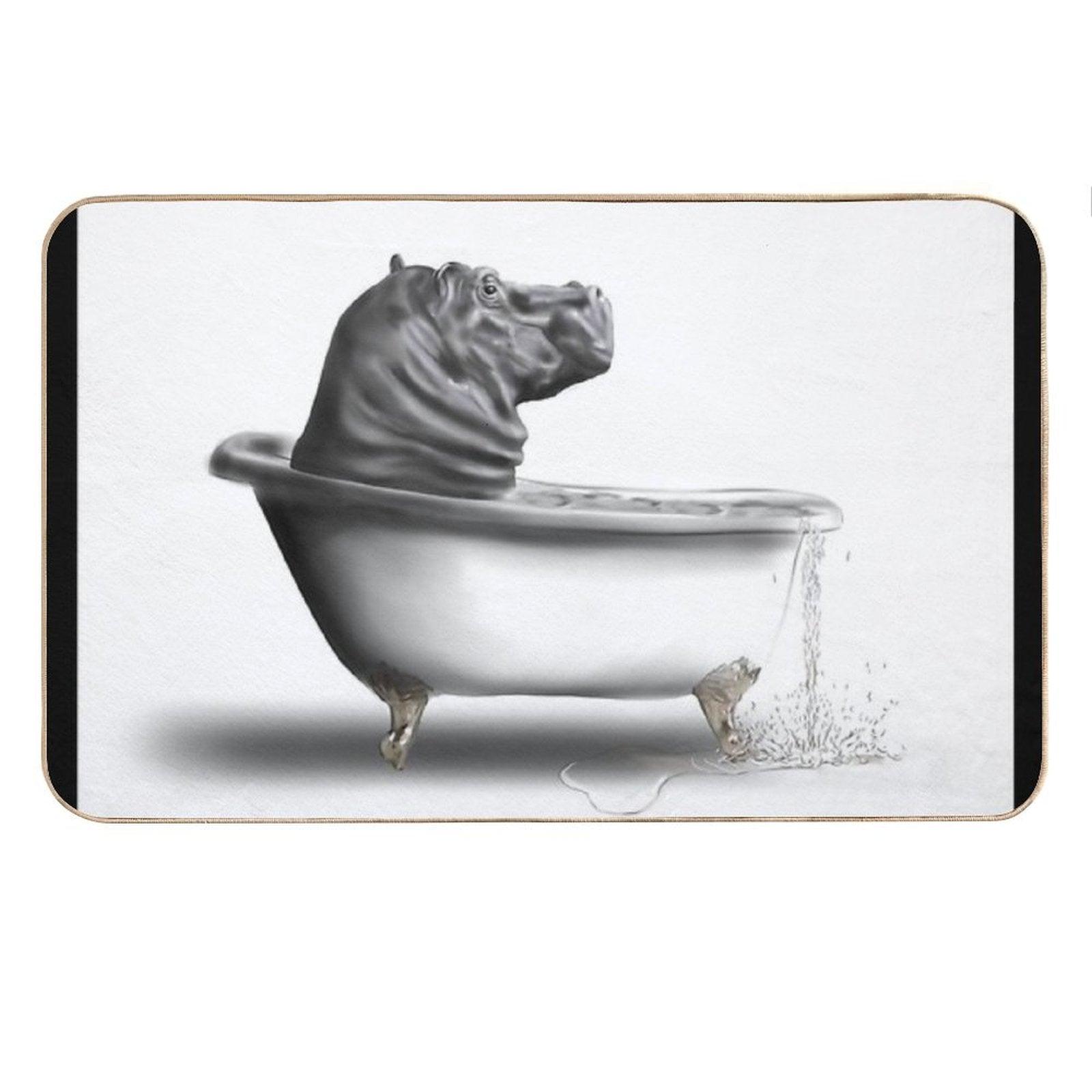 Hippo in The Bath Bath Mat