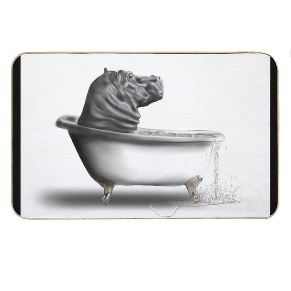 Hippo in The Bath Bath Mat