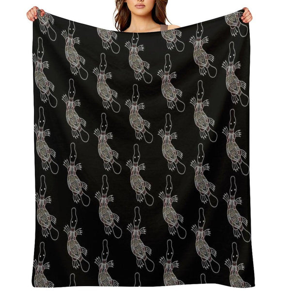 Authentic Aboriginal Art - Platypus Throw Blanket