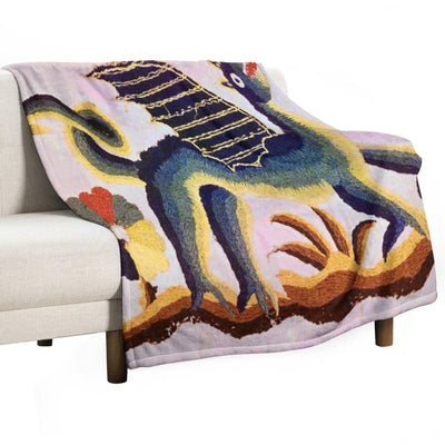 Crewel Dragon Vintage Floral Vector Pattern Durable Throw Blanket