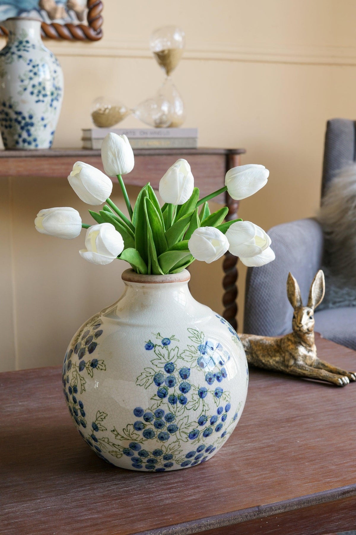 Vintage Ceramic Blueberry French Country Vase