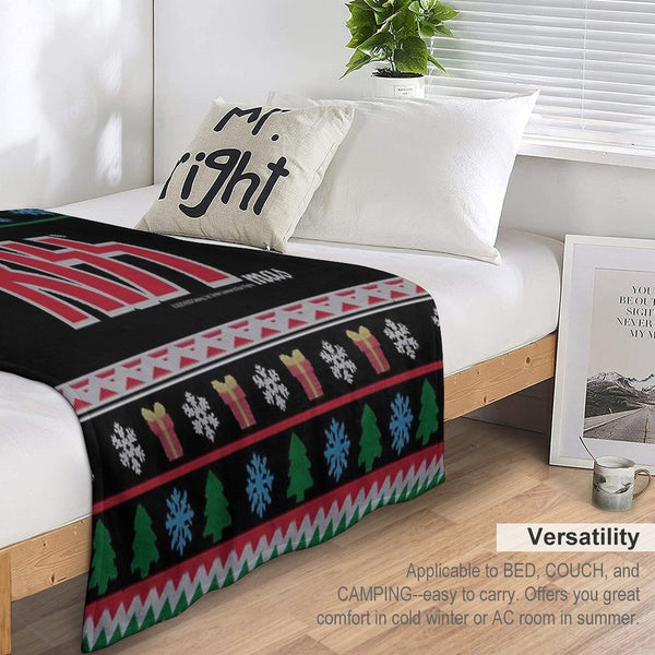 KISS ® The Band - Merry KissMas Ugly Sweater Premium Throw Blanket