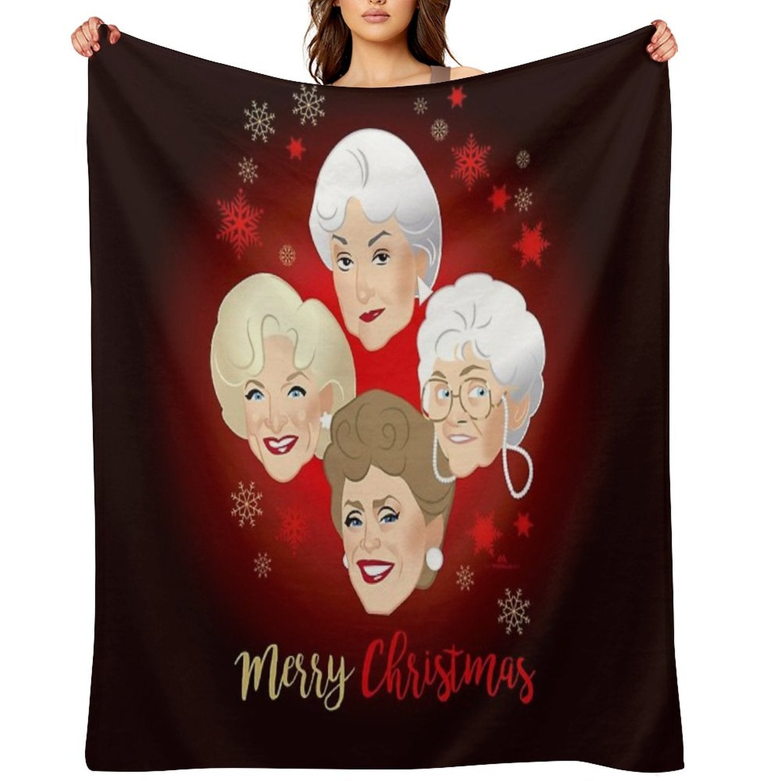 Golden Christmas Easy Care Throw Blanket