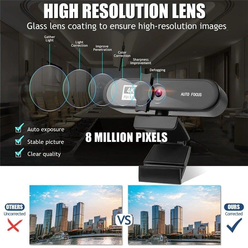 2K 4K Conference Webcam Autofocus USB Web Camera Laptop Desktop For Office Meeting Home With Mic 1080P HD Webcam For Video Conferencing Recording and Streaming