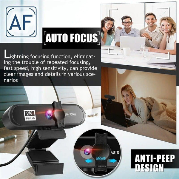 2K 4K Conference Webcam Autofocus USB Web Camera Laptop Desktop For Office Meeting Home With Mic 1080P HD Webcam For Video Conferencing Recording and Streaming