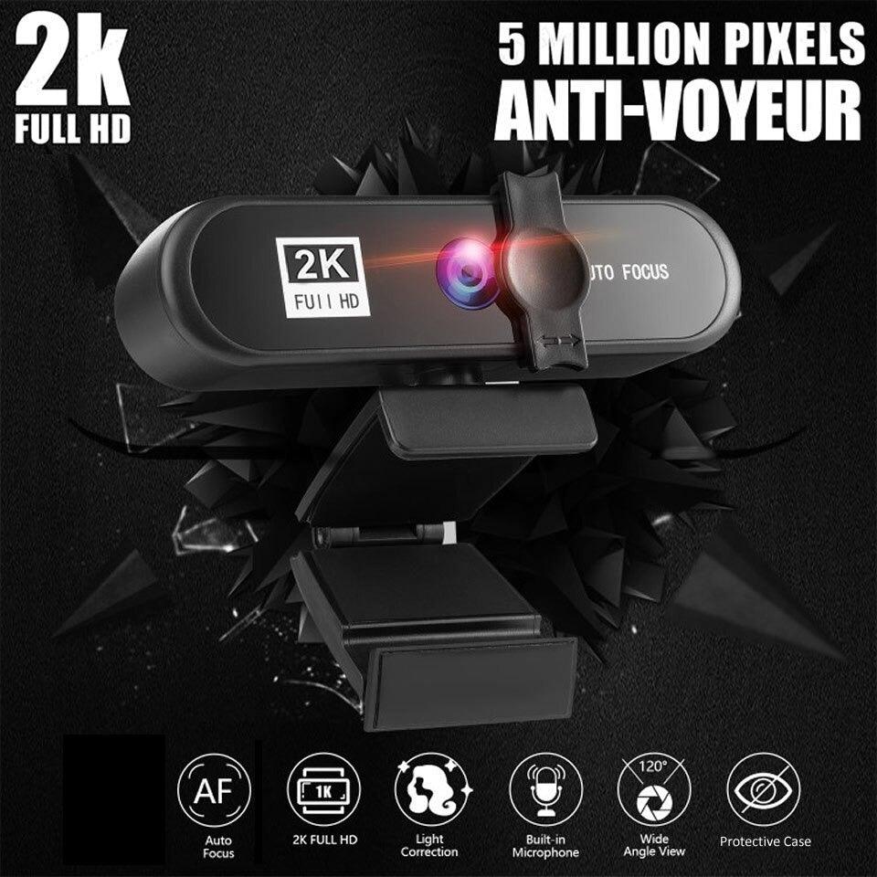 2K 4K Pc Webcam With Gift Tripod Autofocus Usb Web Camera Laptop Mini Camera 1080P with Microphone For Full Widescreen Laptop USB Webcams Privacy Shutter Tripod Desktop Notebook Webcam Video Calling Recording Webcam