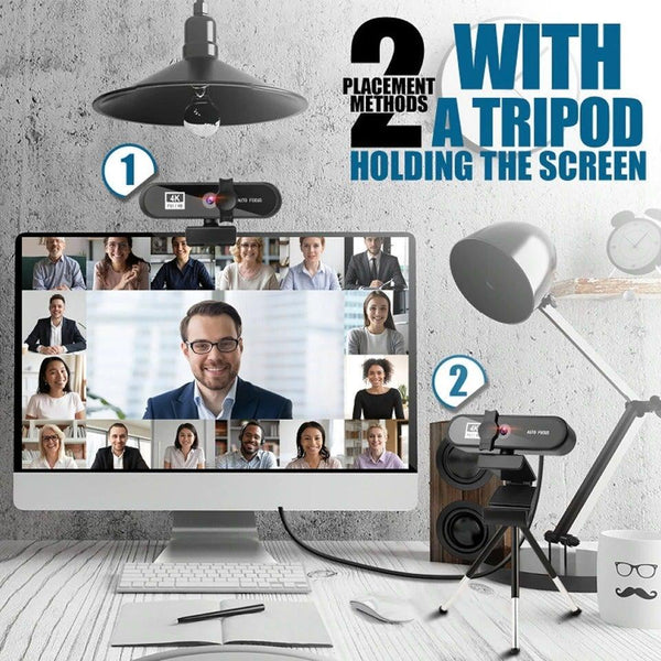 2K 4K Pc Webcam With Gift Tripod Autofocus Usb Web Camera Laptop Mini Camera 1080P with Microphone For Full Widescreen Laptop USB Webcams Privacy Shutter Tripod Desktop Notebook Webcam Video Calling Recording Webcam