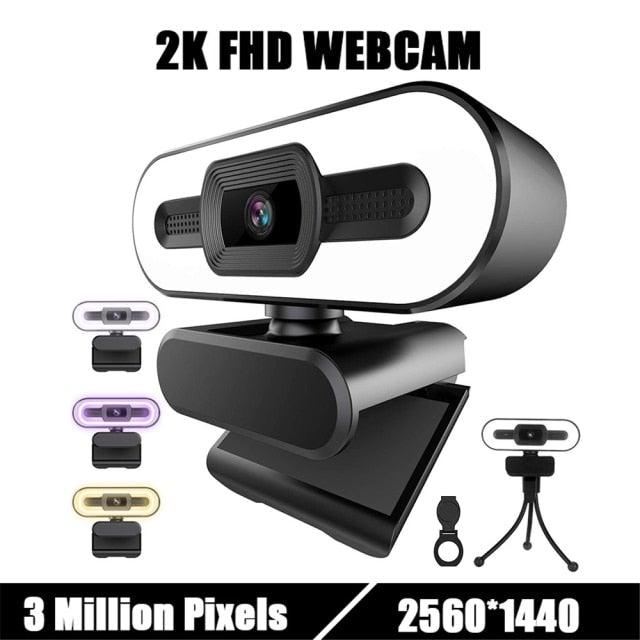 2K Webcam Web Camera Study Chat Work PC Laptop Desktop USB With Microphone WebCamera Home Auto Light Correction for Desktop Laptop Streaming Computer USB Web Camera